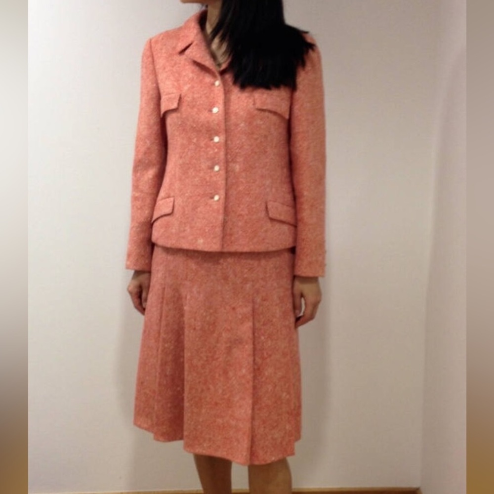 Vintage Tweed 2pc Skirt Suit/Pleated Skirt and Jacket/Made in Germany